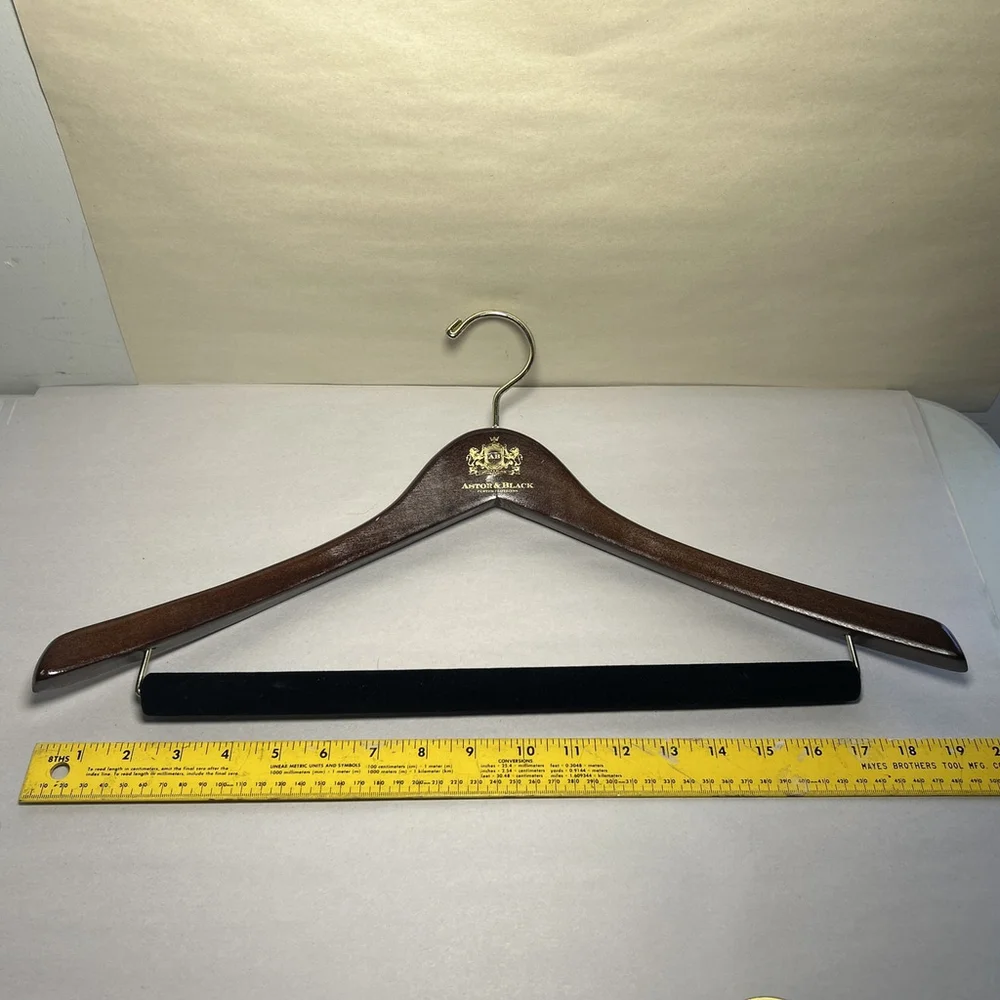 ASTOR & BLACK (3) Custom Clothiers Suit Jacket Pants Hanger FELT BAR Brass Hook